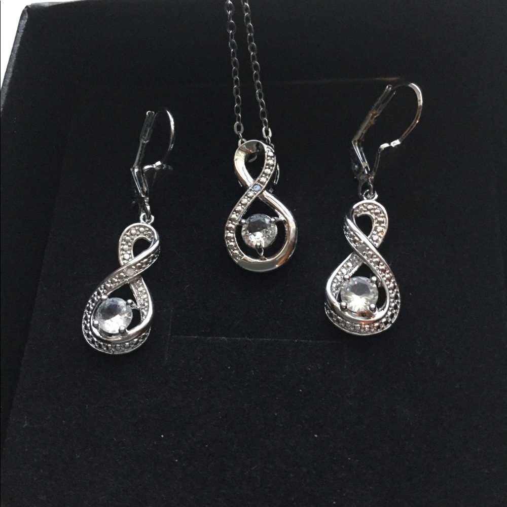 Gorgeous Eternity White Topaz w/Diamond Accent Set